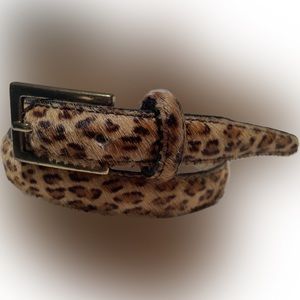 Banana Republic leopard leather belt w brass buckle